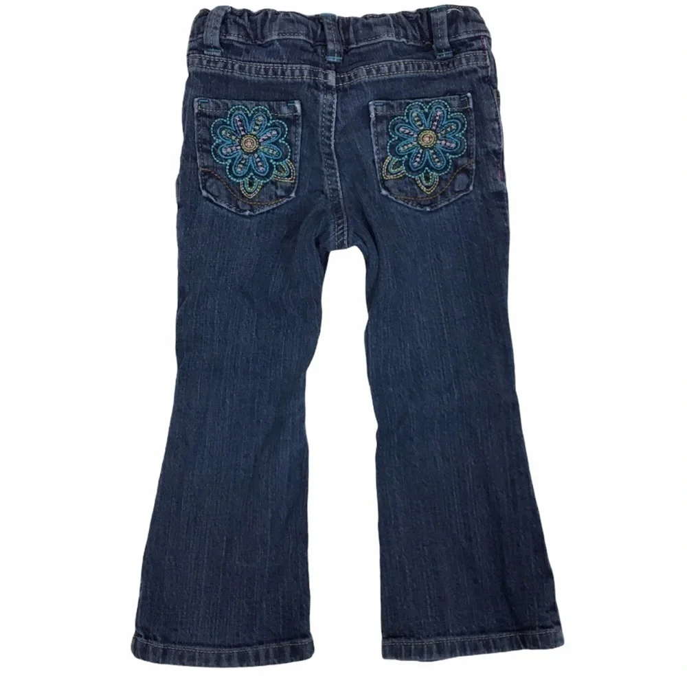 OSHKOSH Jeans Genuine Kids Embroidered Flowers Girly Cute Spring Denim Size 3T